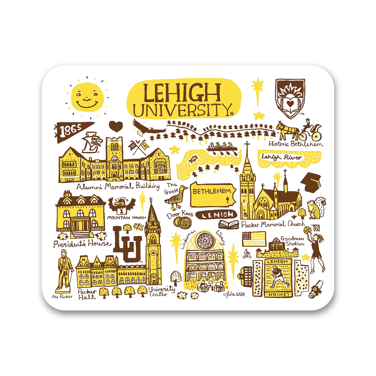 Lehigh University V2, White Mousepad, Julia Gash Cityscape