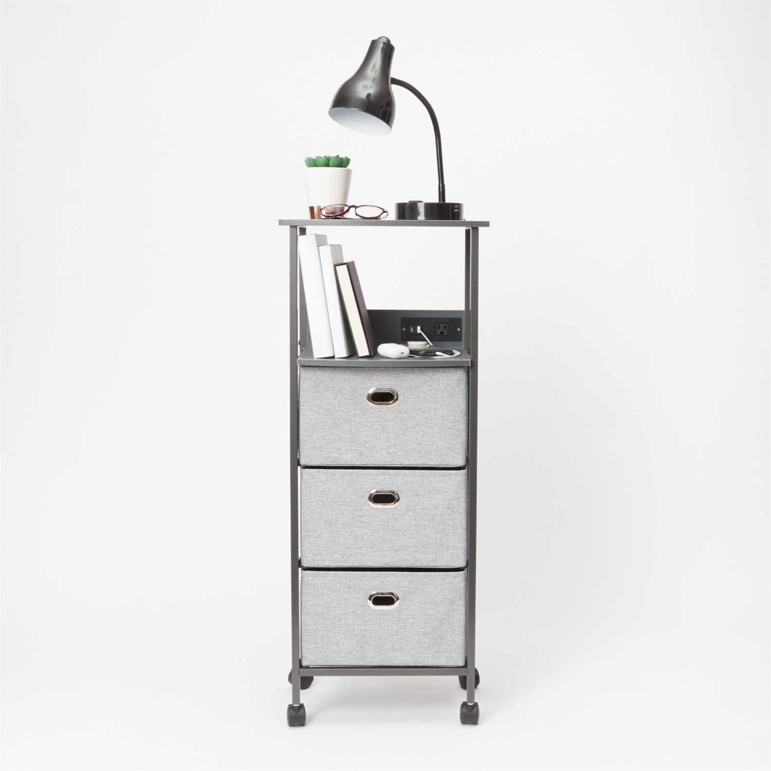 Dormify Sutton Charging 3-Drawer Cart on Wheels