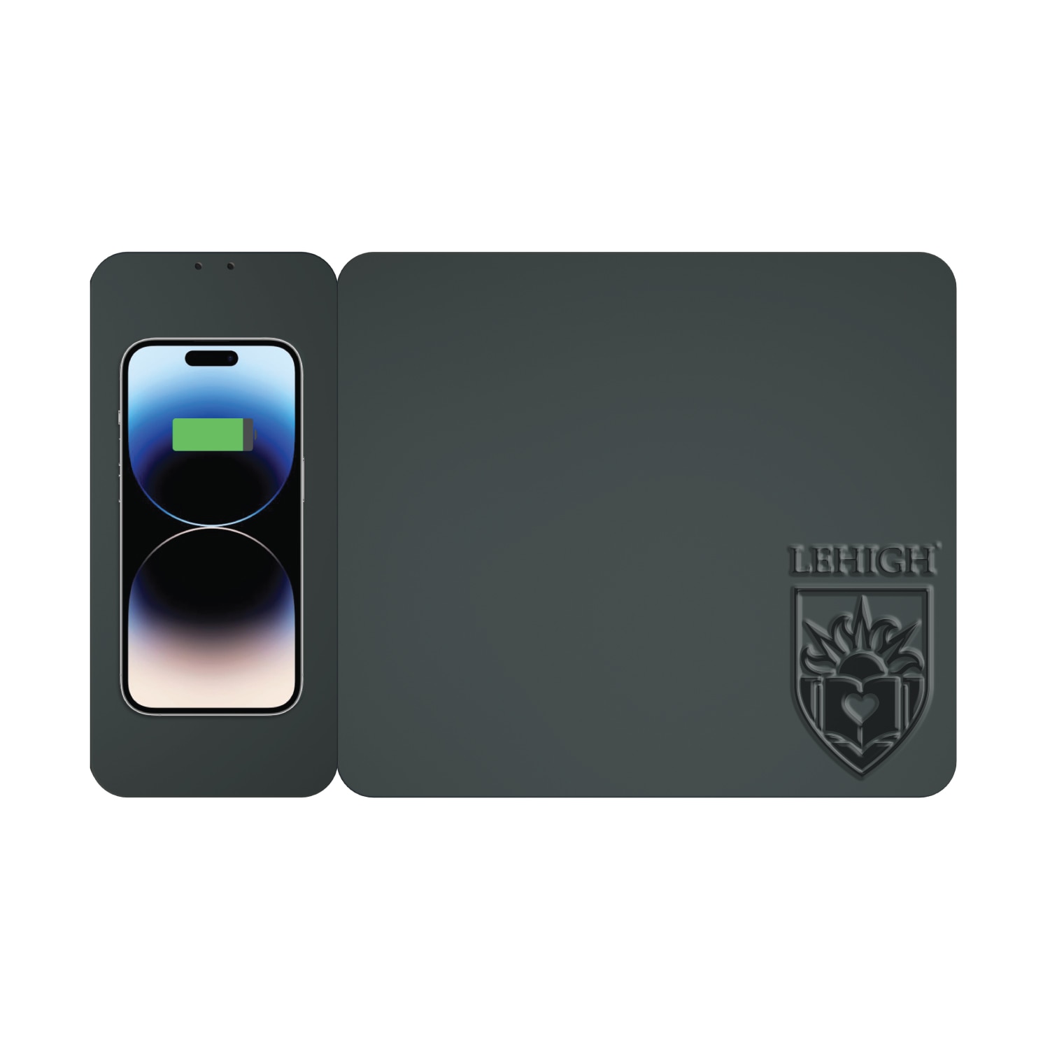 Lehigh University Leather Wireless Charging Mouse Pad, Black, Alumni V2