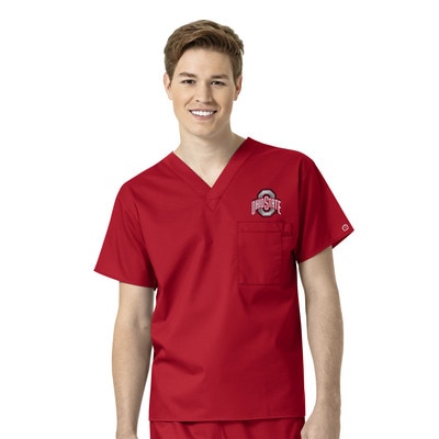 Ohio State Custom Decorated WonderWink WWK Unisex V-Neck Scrub Top, 100OSU1