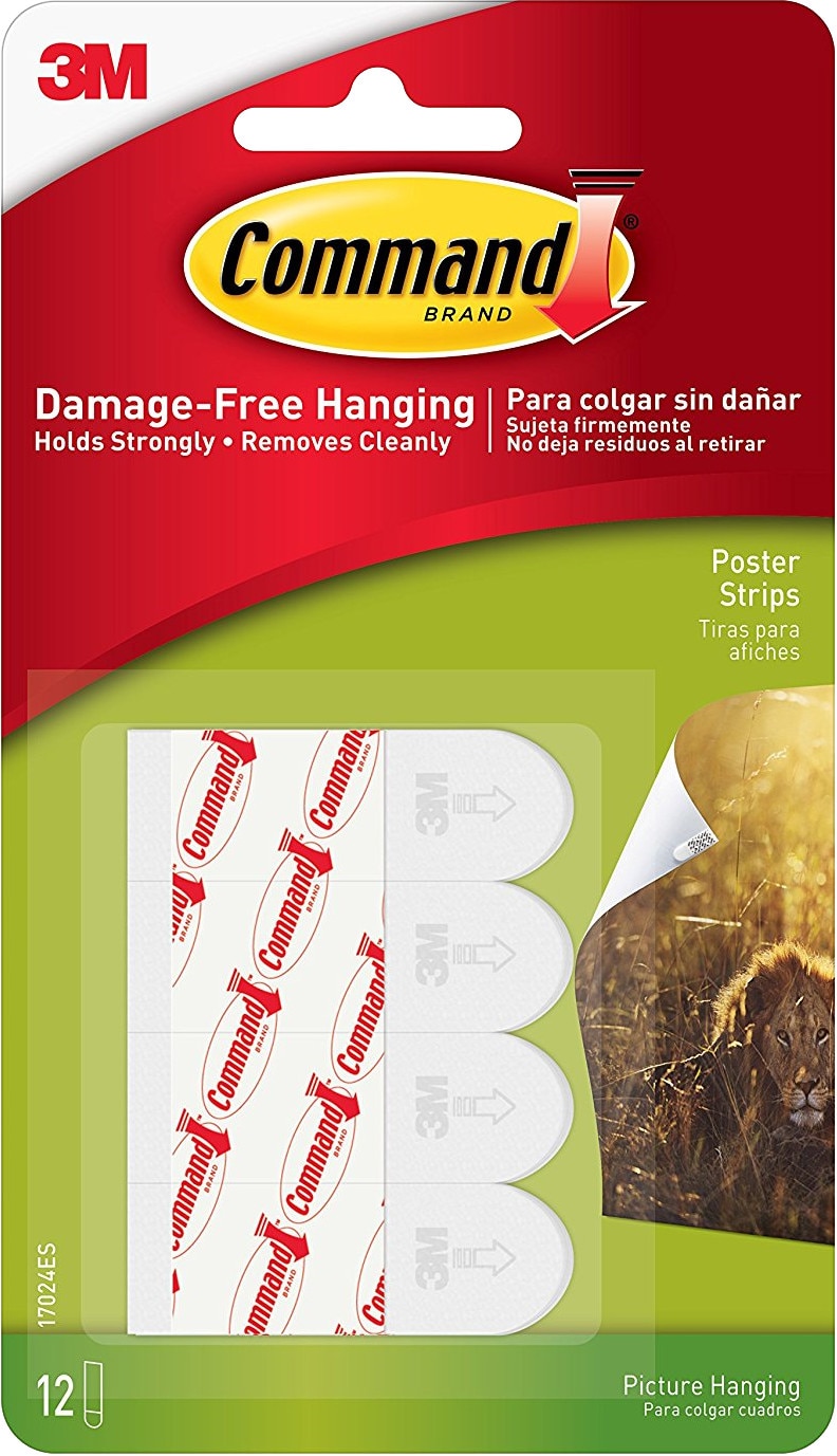 3M Command Poster Hanging Strips 12 Strips White