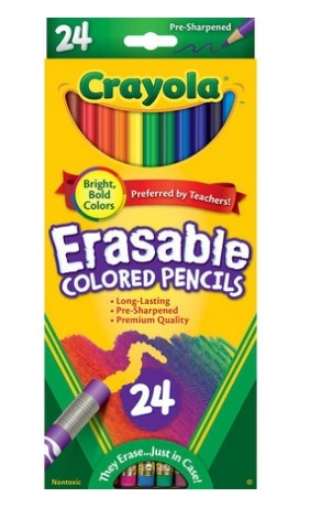 Crayola Erasable Colored Pencil Set, 24-Colors