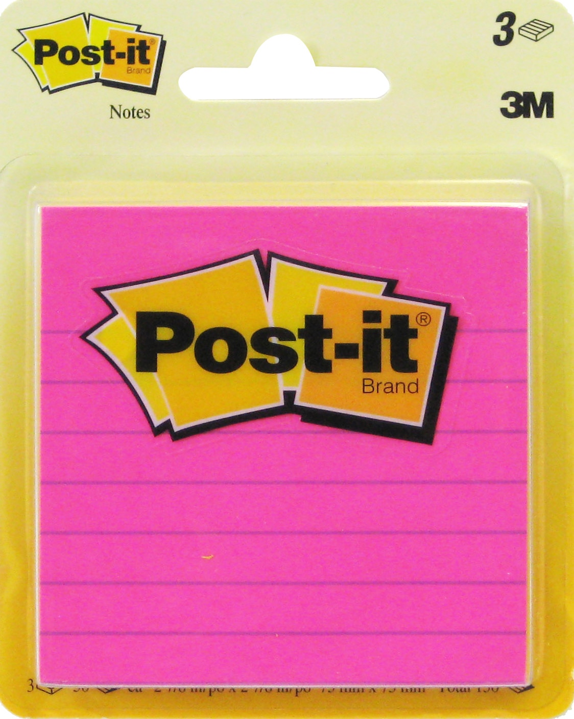 PostIt Notes 3 in x 3 in Lined Assorted Colors 3 Pack 150 Sheets
