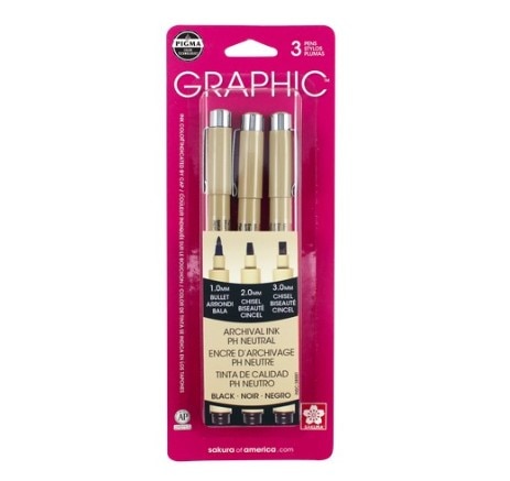 PIGMA GRAPHIC PEN 3 POINTS SET 1.0MM 2.0MM 3.0MM