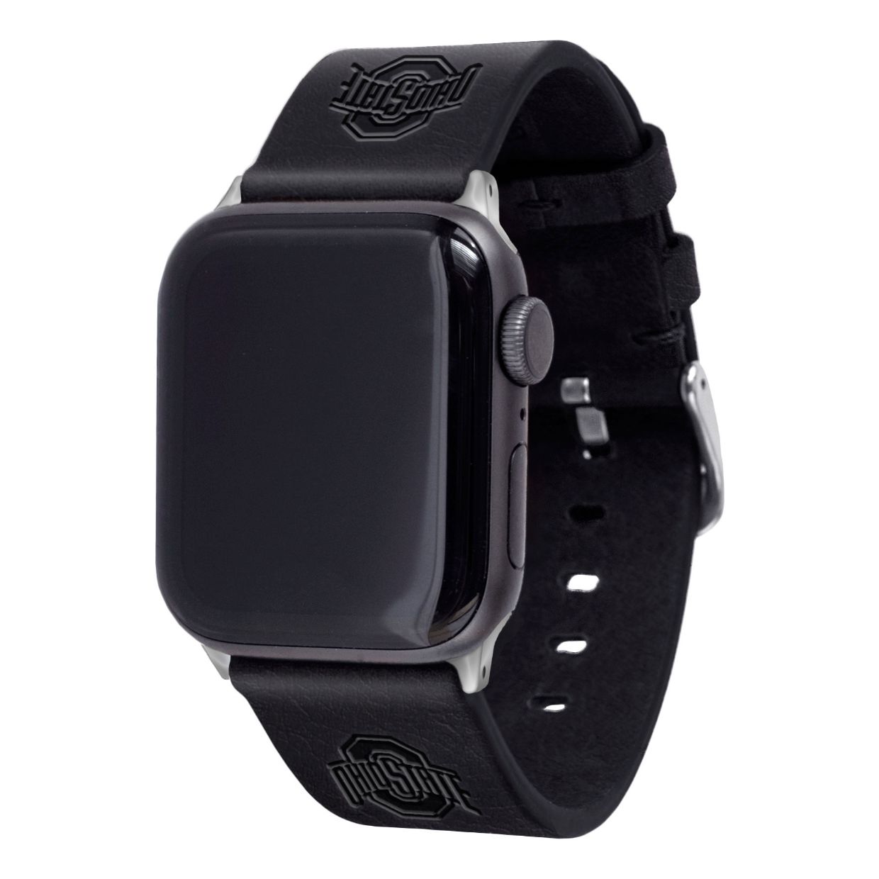 Ohio State Buckeyes Leather Apple Watch Band (42/44/45mm Black Short)