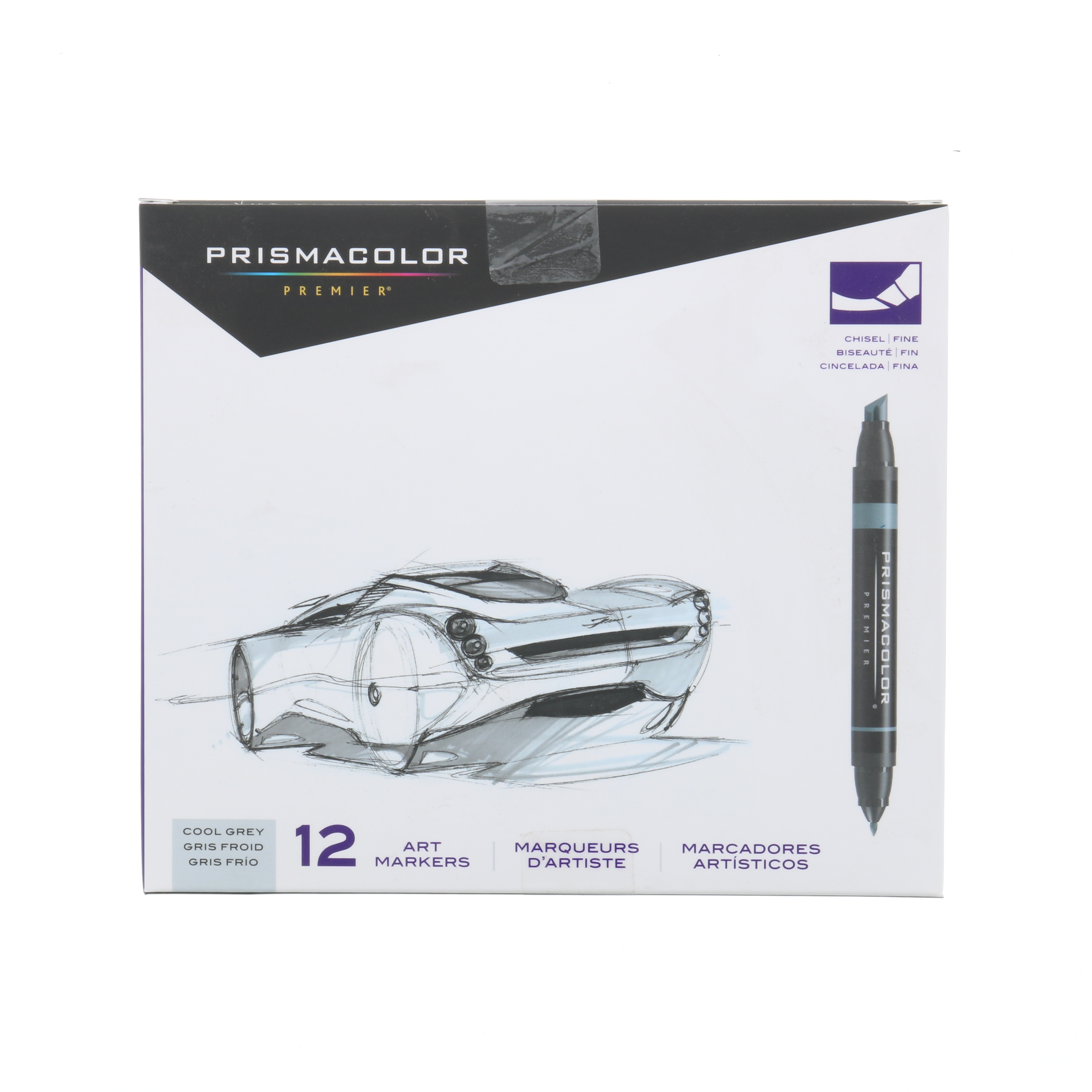 Prismacolor Premier Double-Ended Art Marker Set, Chisel-Fine, 12-Colors, Cool Grays