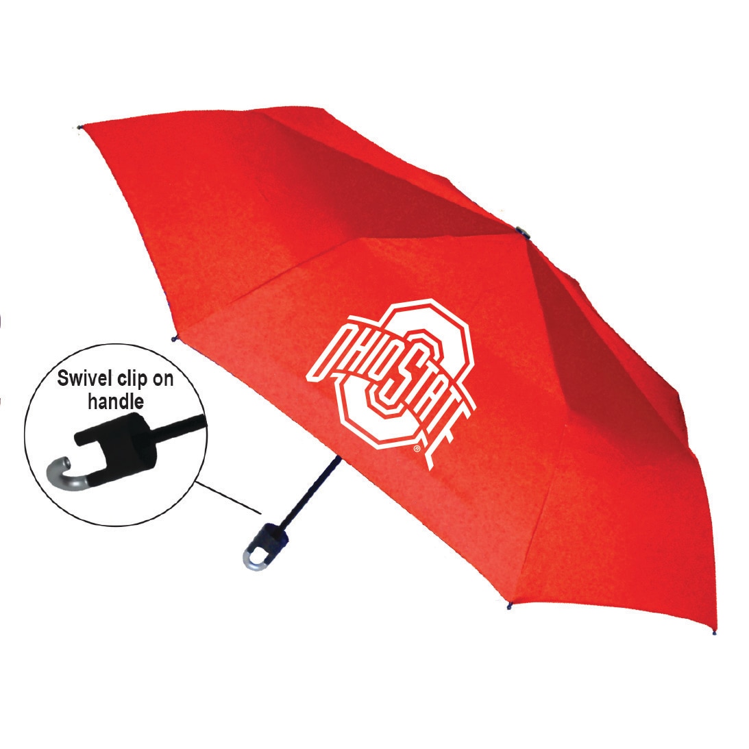 "Storm Clip" Mini Folding Emblematic Solid Umbrella 42" Coverage