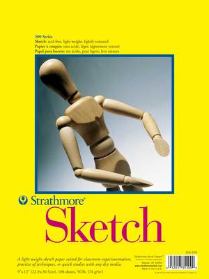 Strathmore Sketch Paper Pad, 300 Series, Tape-Bound, 11" x 14"", 100 Sheets