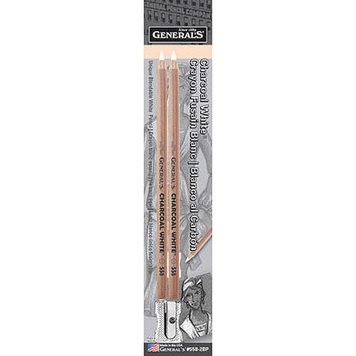 Gp White Charcoal Pencil 2/Pk