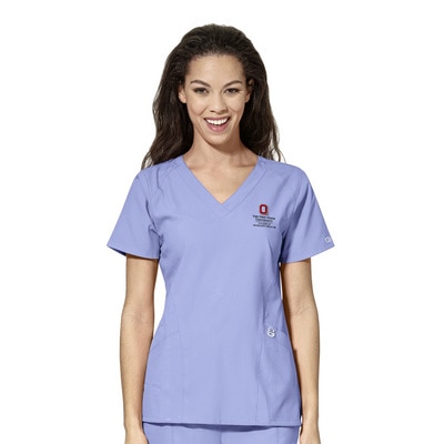 WonderWink W123 Veterinary Medicine Women's Stylized V-Neck Scrub Top, 6155OSUV