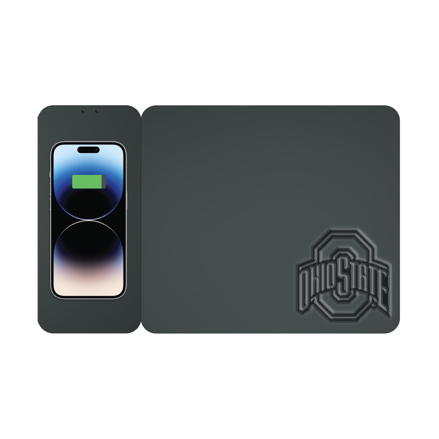 Ohio State University Leather Wireless Charging Mouse Pad, Black, Alumni V2