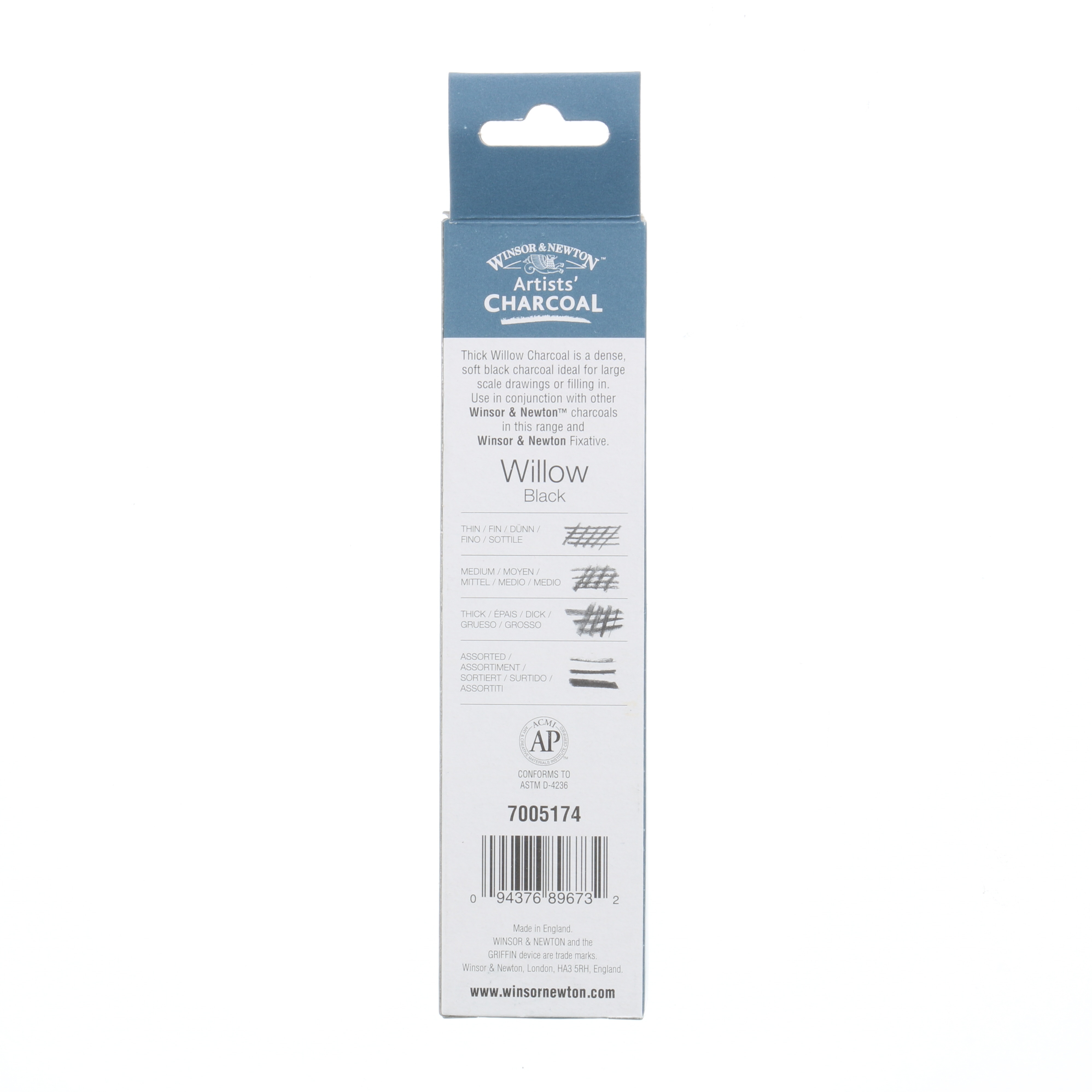 Winsor & Newton Charcoal Sticks, Willow Charcoal, Thick