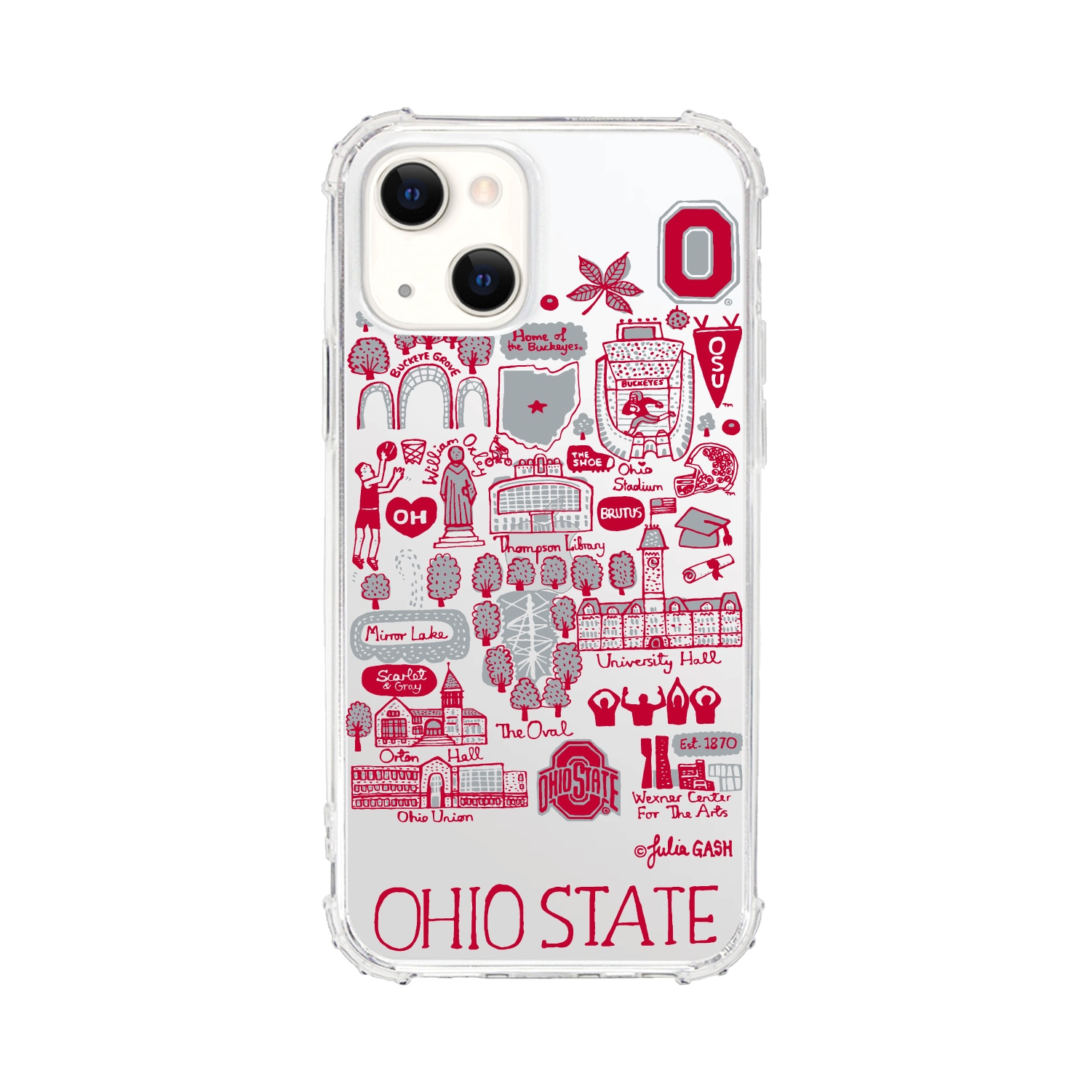 Ohio State University, Tough Edge Phone Case, Julia Gash Cityscape - iPhone 14