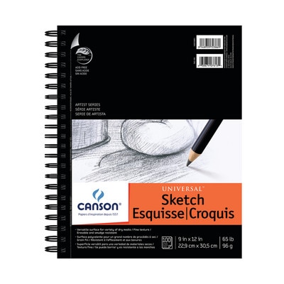 Canson Universal Heavy-Weight Sketch Pad,  9" x 12", 100 Sheets/Pad
