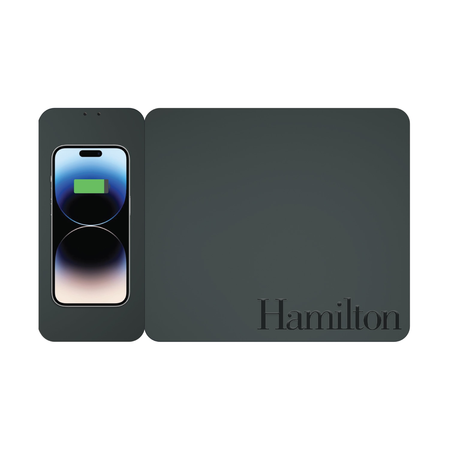 Hamilton College - Leather Wireless Charging Mouse Pad, Black, Alumni V2
