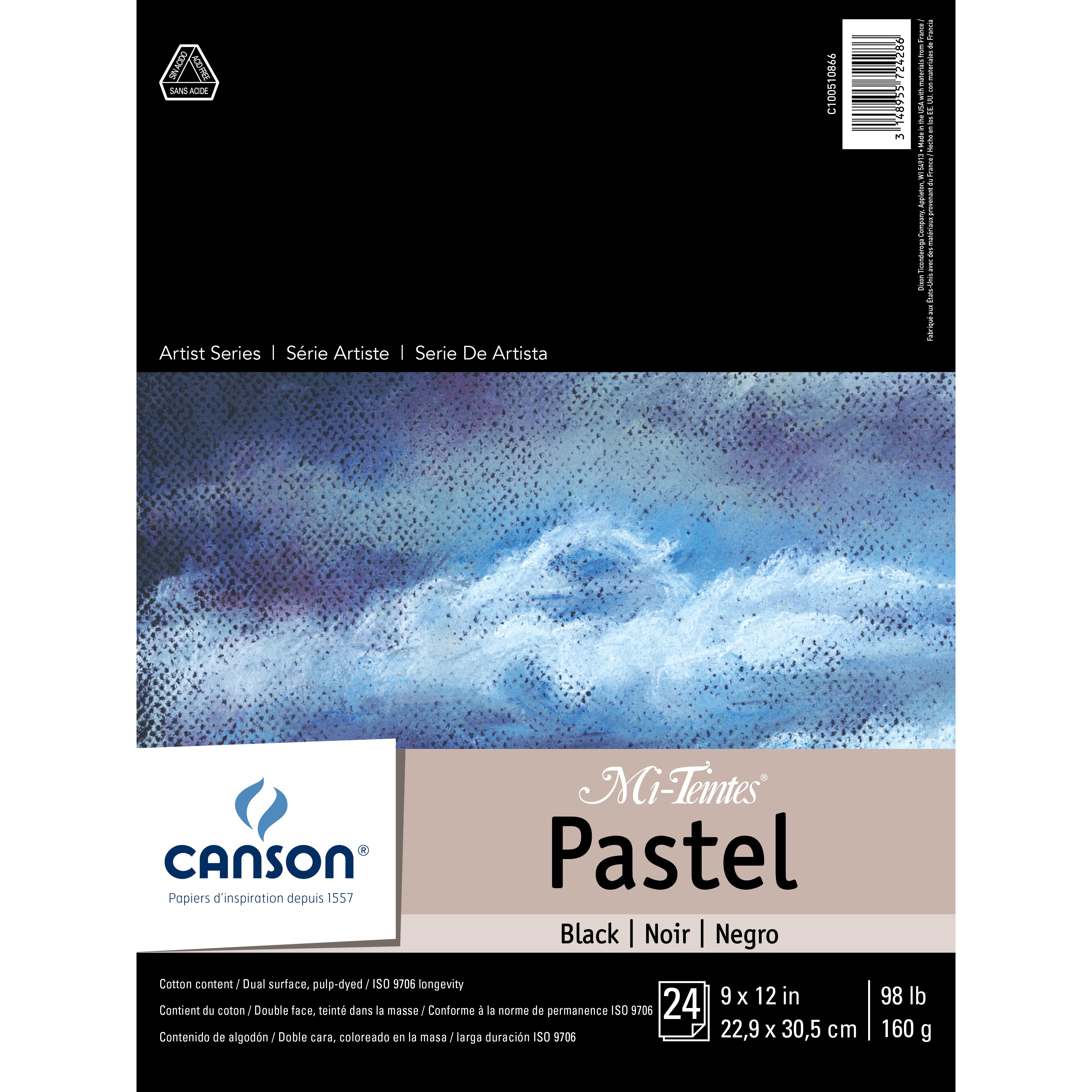 Canson Mi-Teintes Paper Pad, 9" x 12", Black