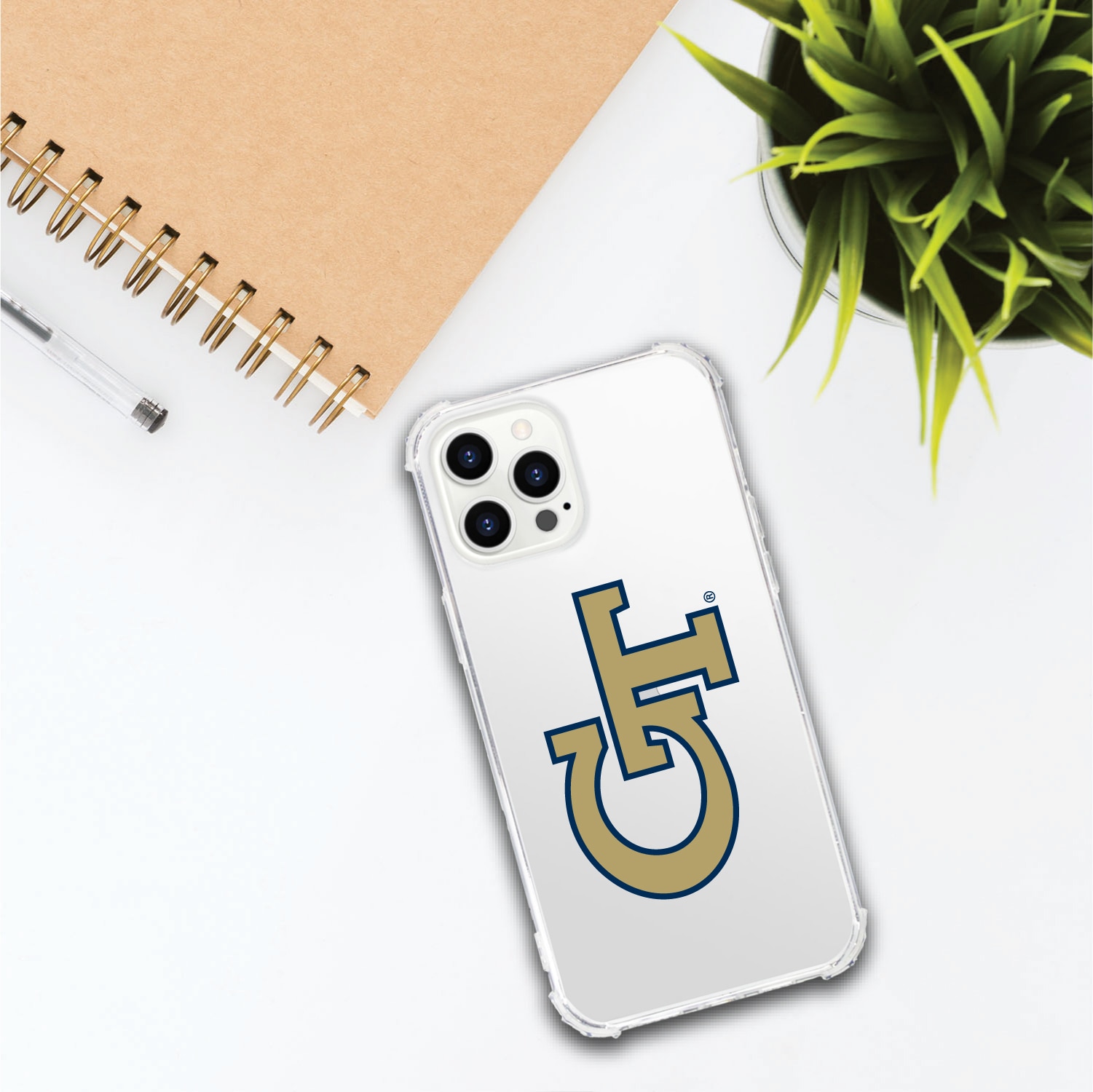 Georgia Institute of Technology Yellow Jackets Clear Tough Edge Phone Case, Classic- iPhone 13 Pro