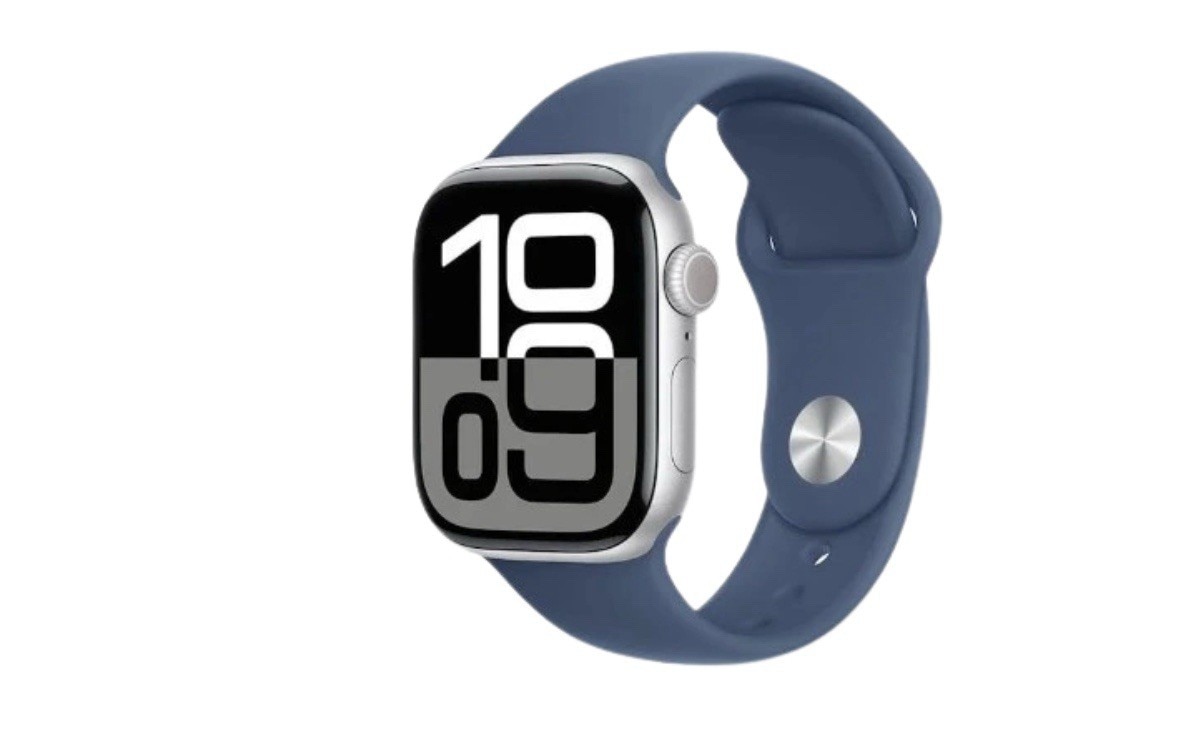 Apple Watch Series 10 GPS 46mm Silver Aluminum Case with Blue Cloud Sport Loop