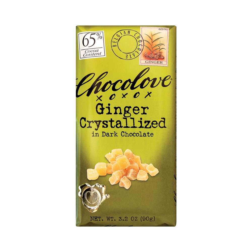 Chocolove Dark Chocolate Bar Crystallized Ginger 3.2 oz