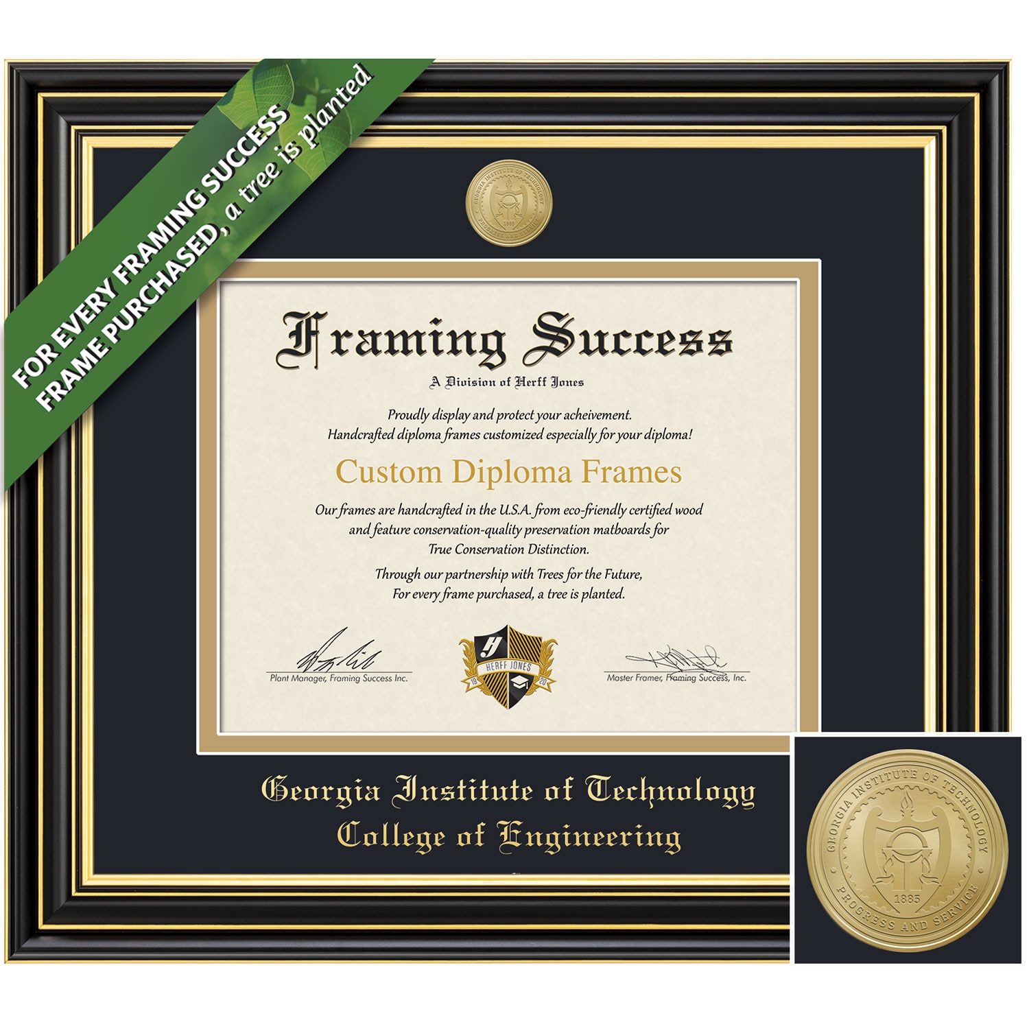 Framing Success 14 x 17 Prestige Gold Medallion Engineering Diploma Frame