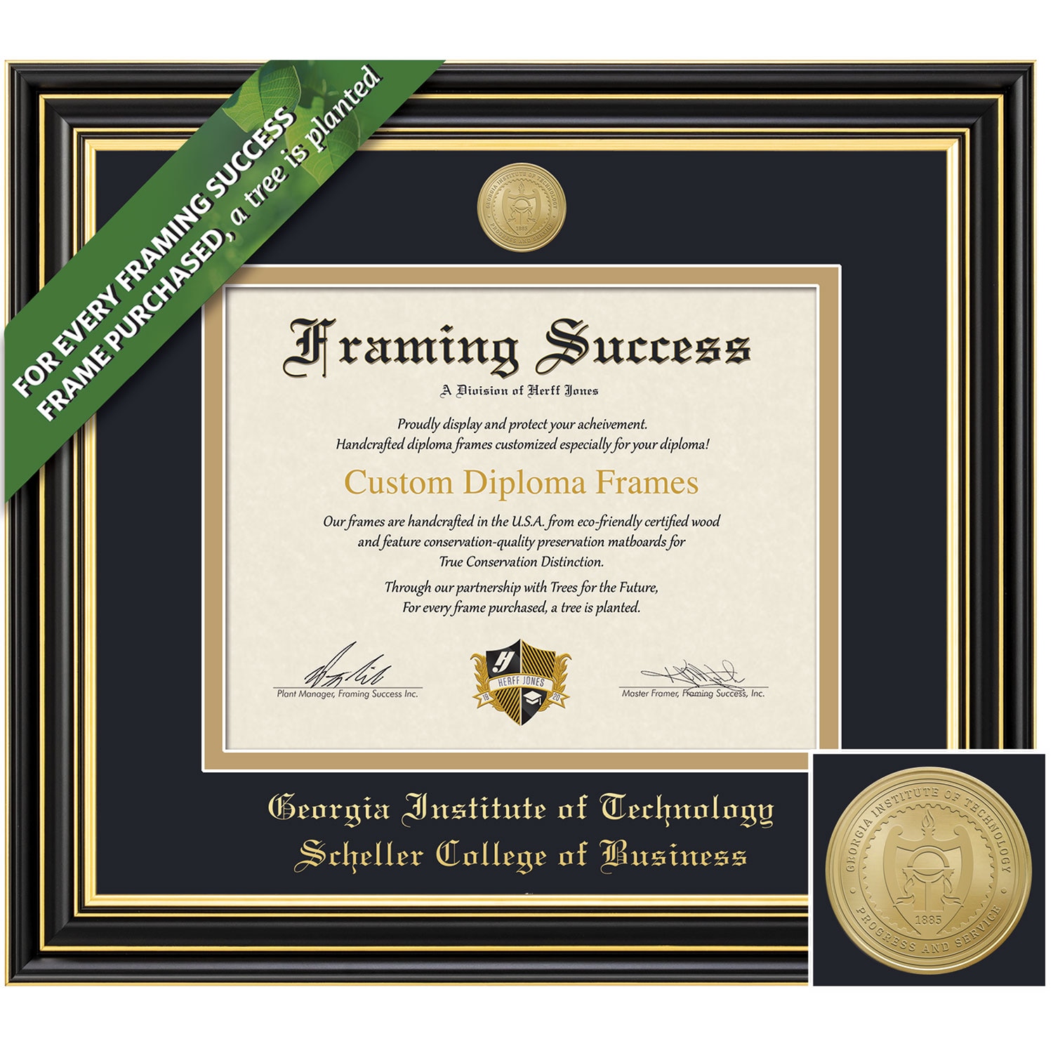 Framing Success 14 x 17 Prestige Gold Medallion Business Diploma Frame