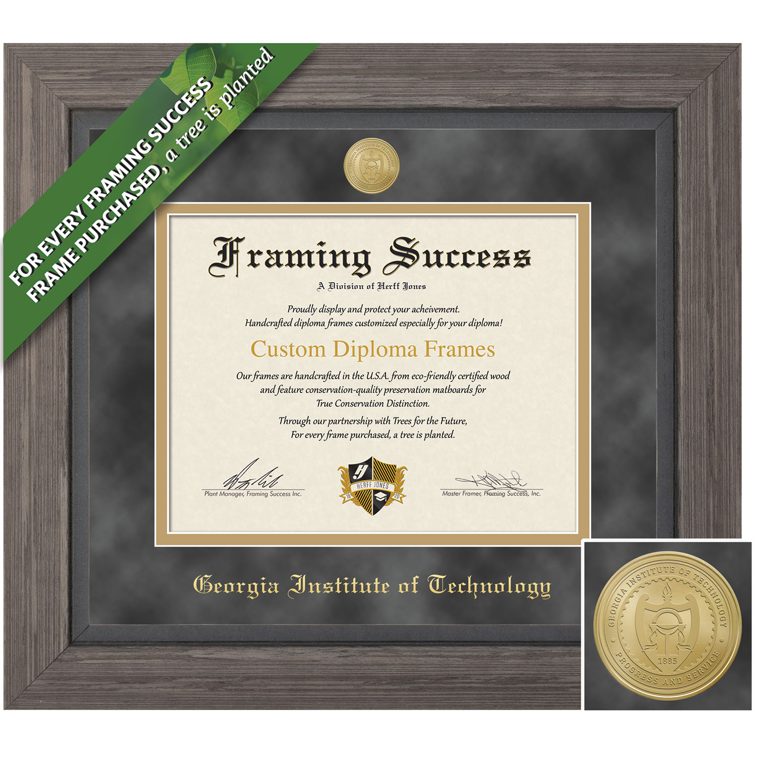 Framing Success 14 x 17 Greystone Gold Medallion Bachelors, Masters Diploma Frame