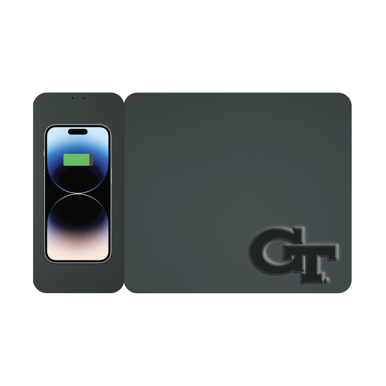 Georgia Institute of Technology Leather Wireless Charging Mouse Pad, Black, Alumni V2