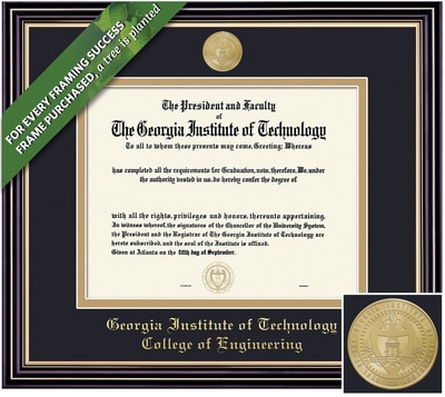 Framing Success 14 x 17 Prestige Gold Medallion School Of Engineering Diploma Frame