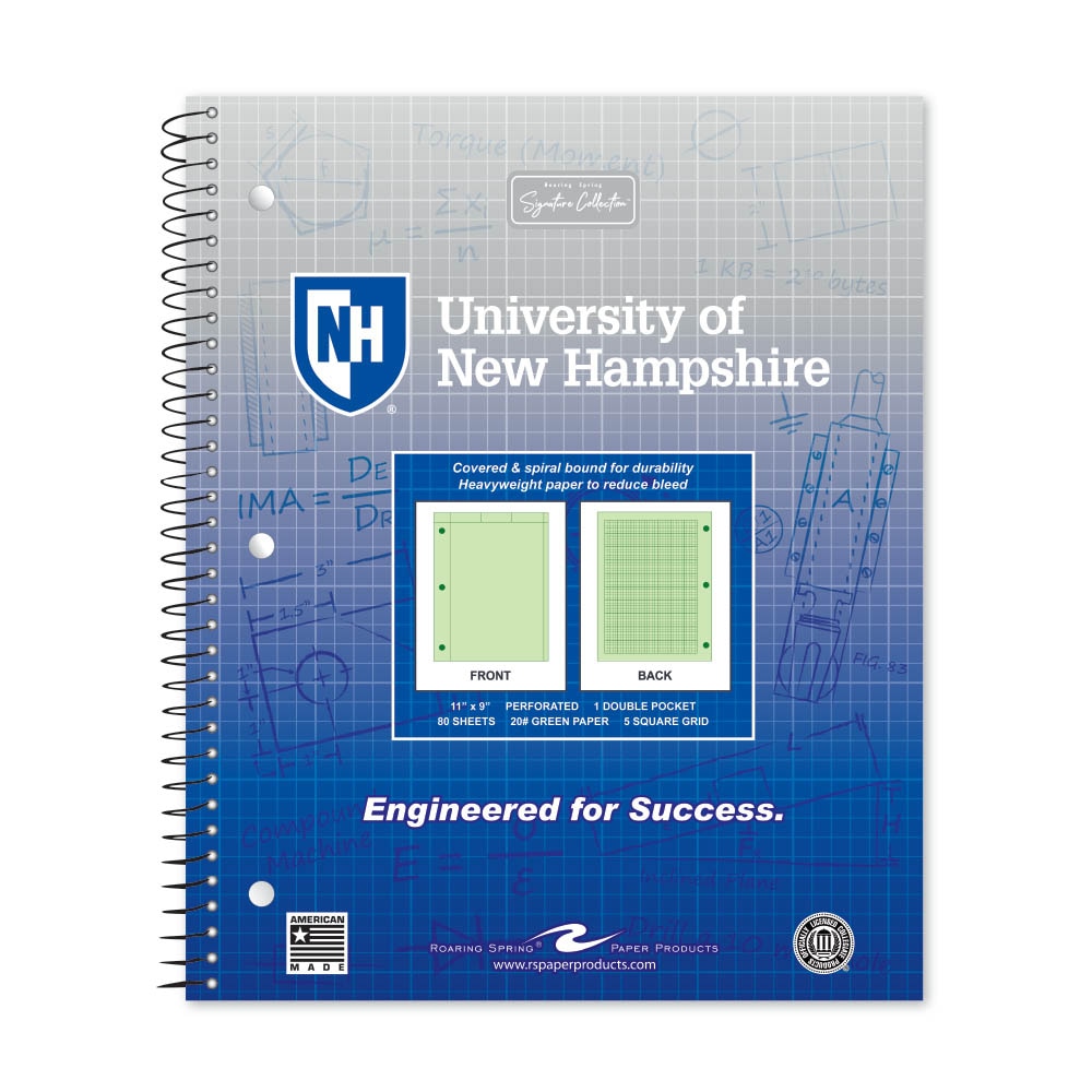 School Spirit Engineering Notebook, Green Tint 20# Paper with 1 Double Pocket
