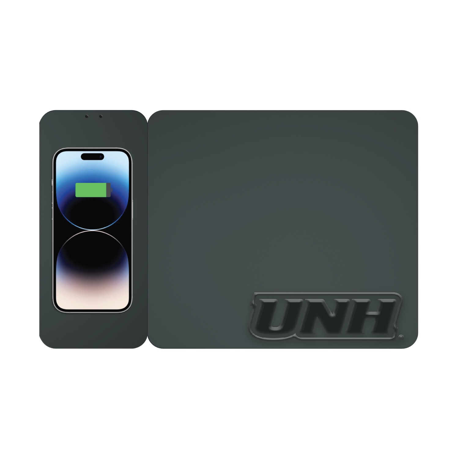 University of New Hampshire Leather Wireless Charging Mouse Pad, Black, Alumni V2