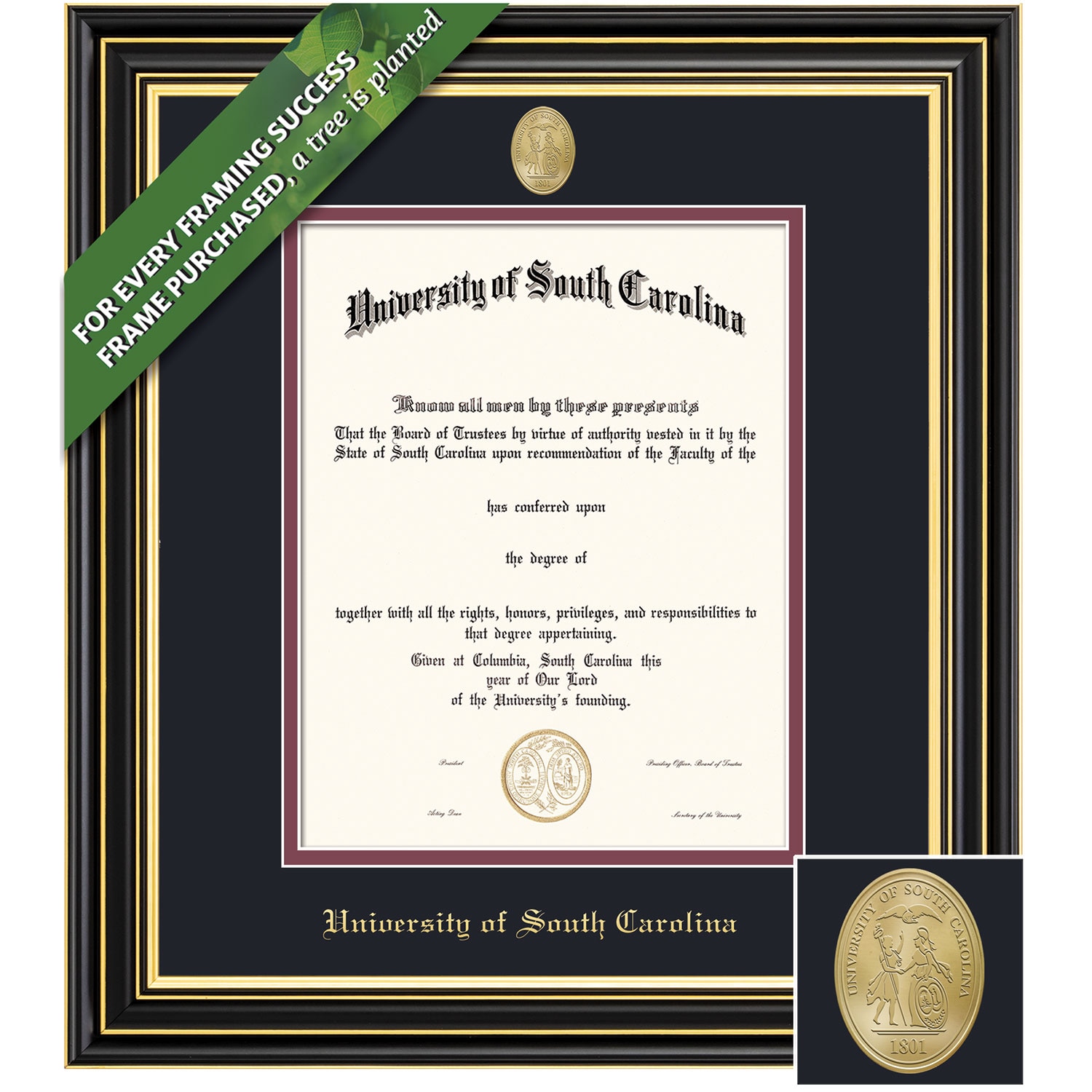 Framing Success 14 x 11 Prestige Gold Medallion Bachelors, Masters Diploma Frame