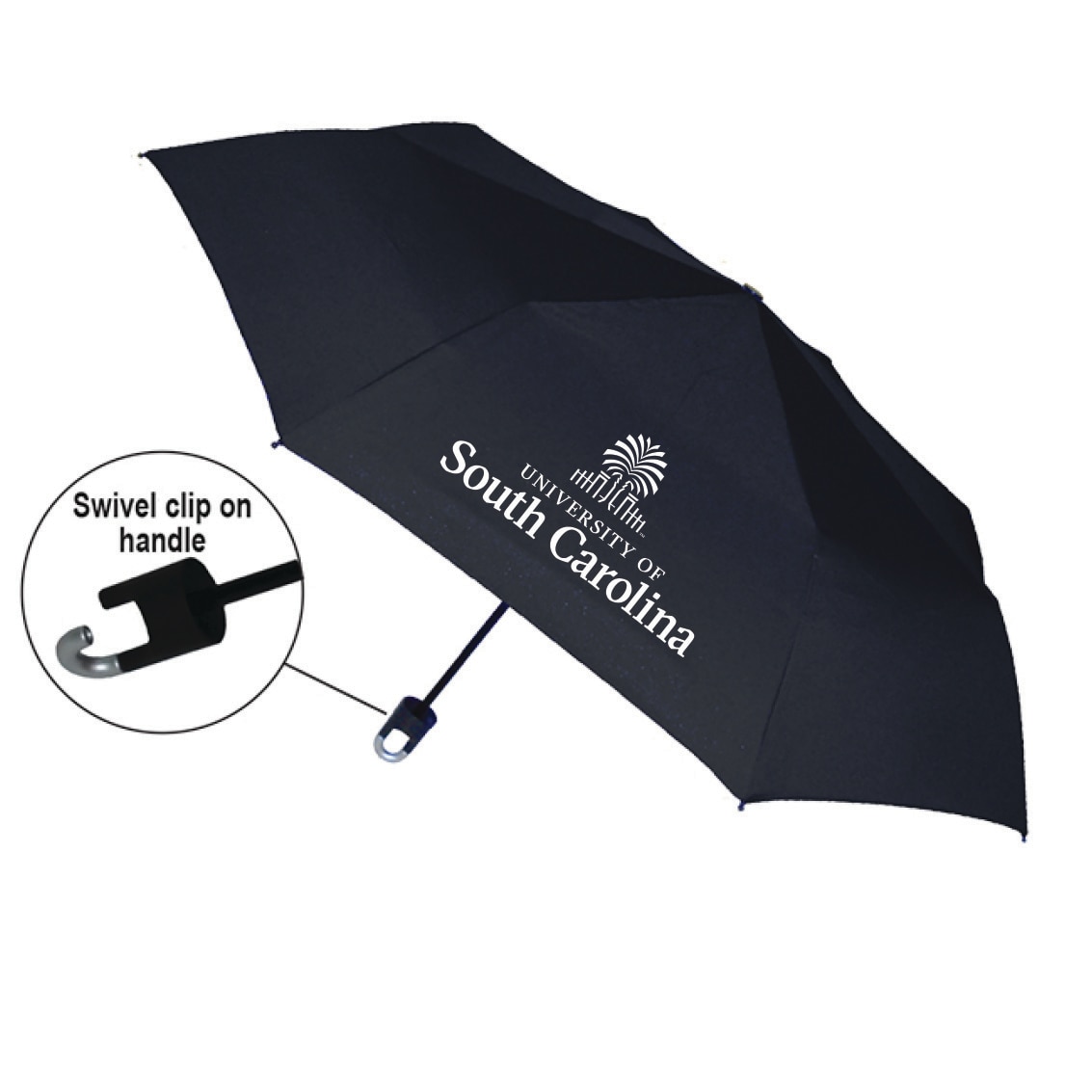 "Storm Clip" Mini Folding Emblematic Solid Umbrella 42" Coverage