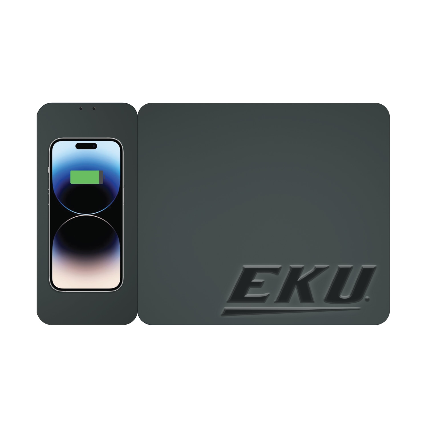 Eastern Kentucky University Leather Wireless Charging Mouse Pad, Black, Alumni V2