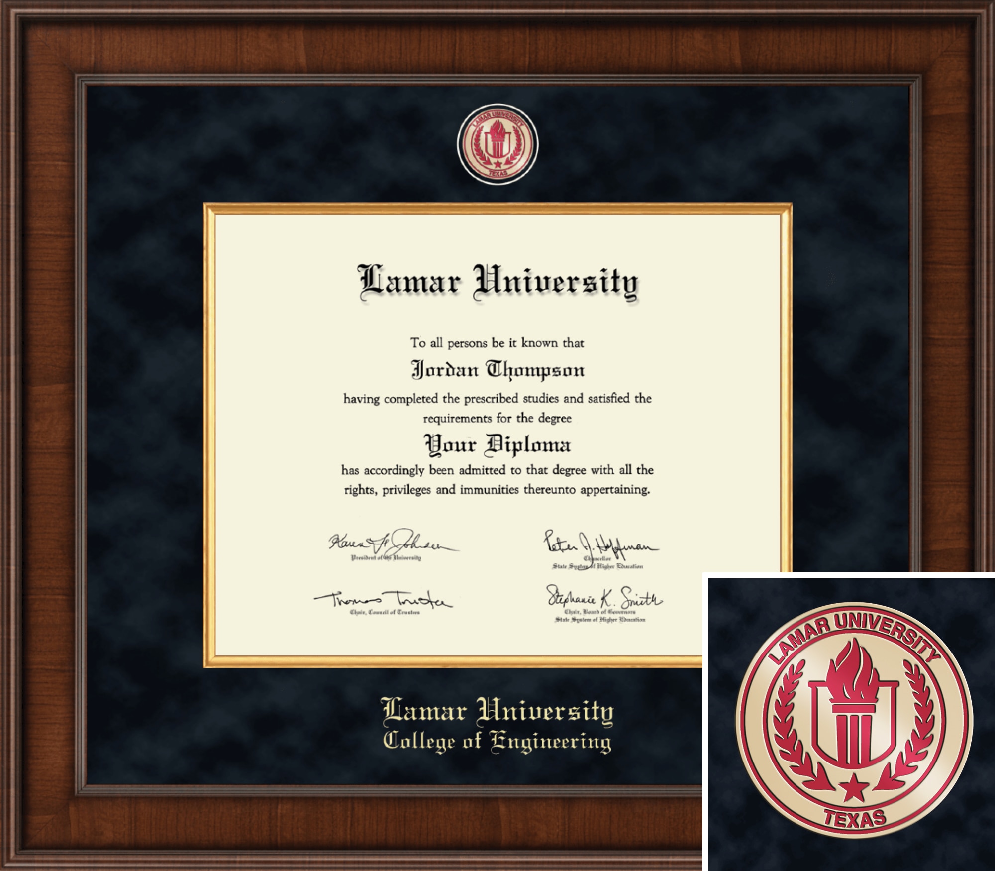 Church Hill Classics 11" x 14" Presidential Walnut College of Engineering Diploma Frame