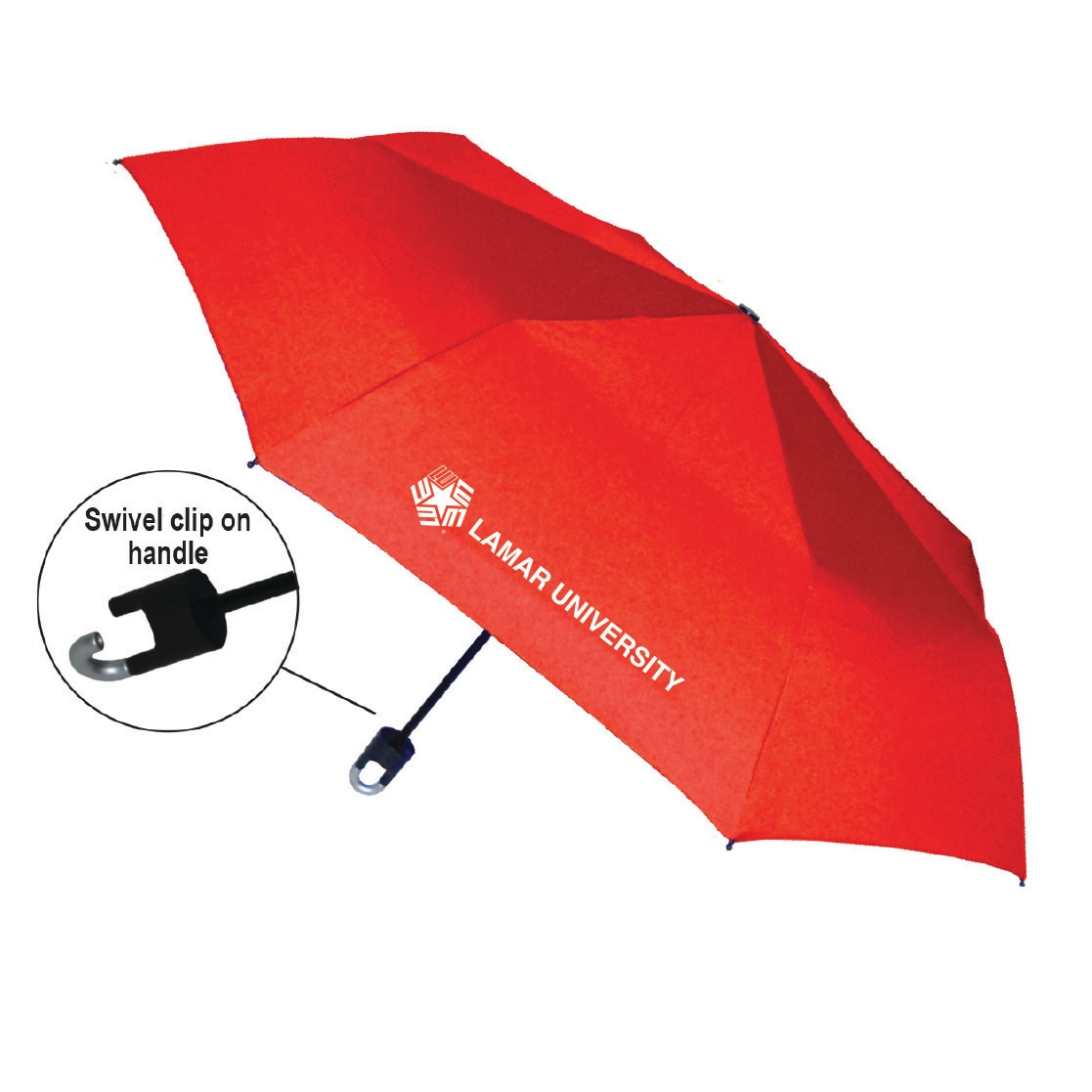 "Storm Clip" Mini Folding Emblematic Solid Umbrella 42" Coverage