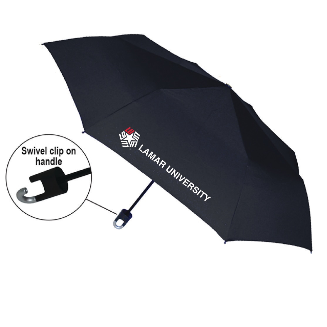 "Storm Clip" Mini Folding Emblematic Solid Umbrella 42" Coverage