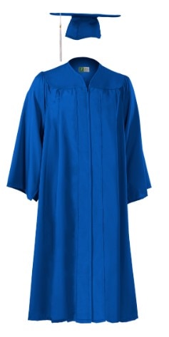 AA Royal Blue Graduation Bundle: Cap/Gown/Tassel