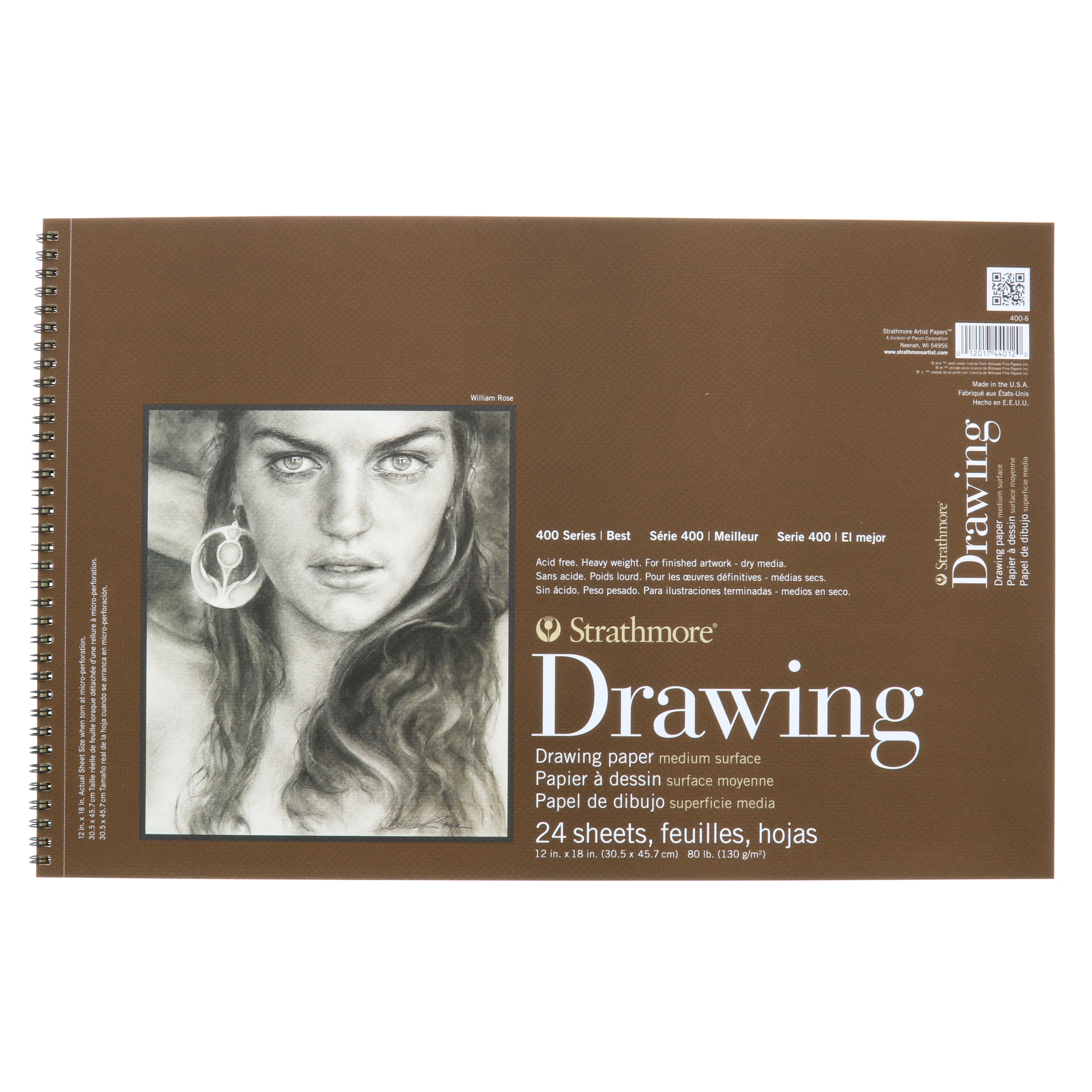 Strathmore Drawing Paper Pad, 400 Series, Medium Surface, 12" x 18"
