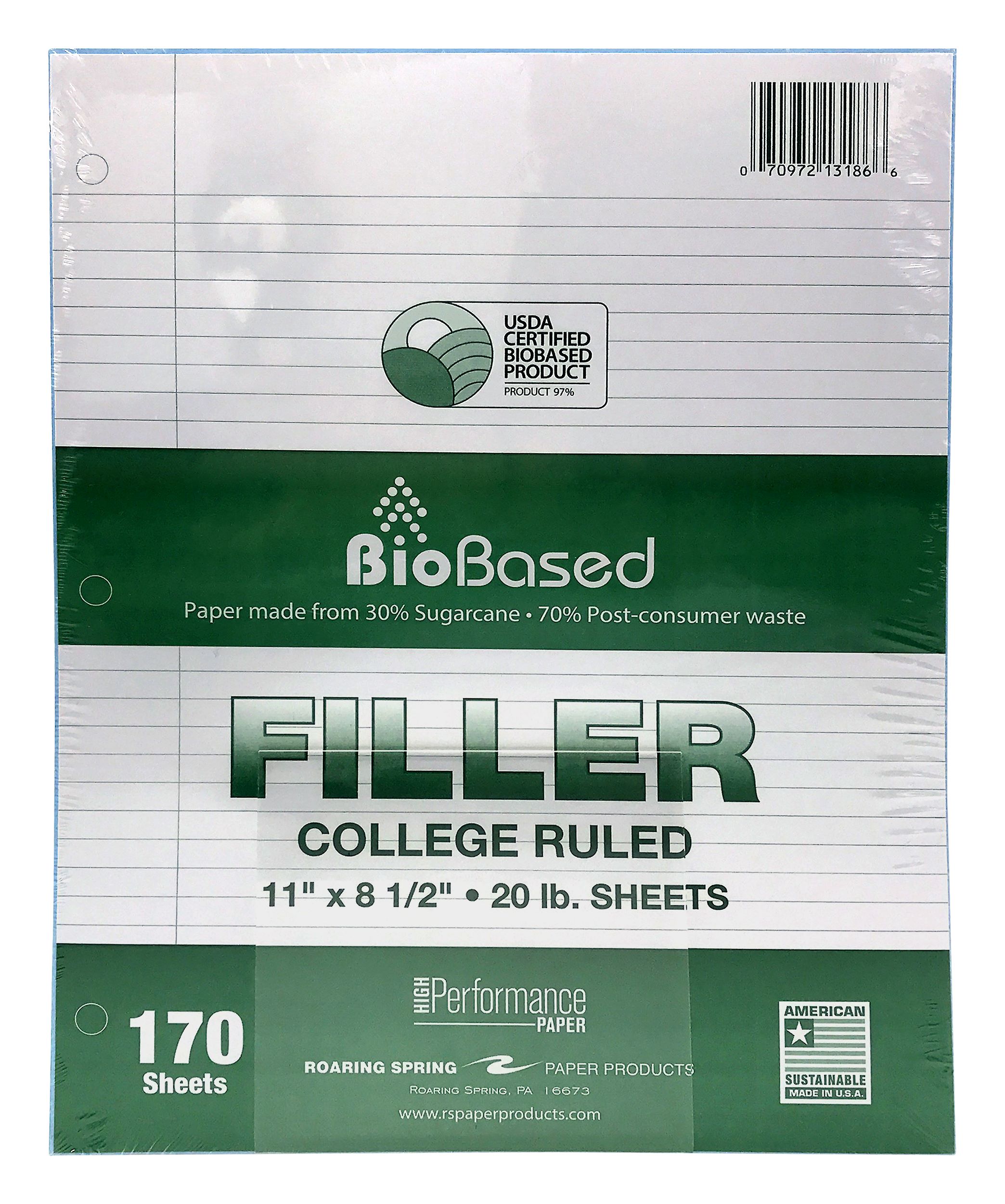 BioBased Recycled Filler Paper College Ruled 170ct