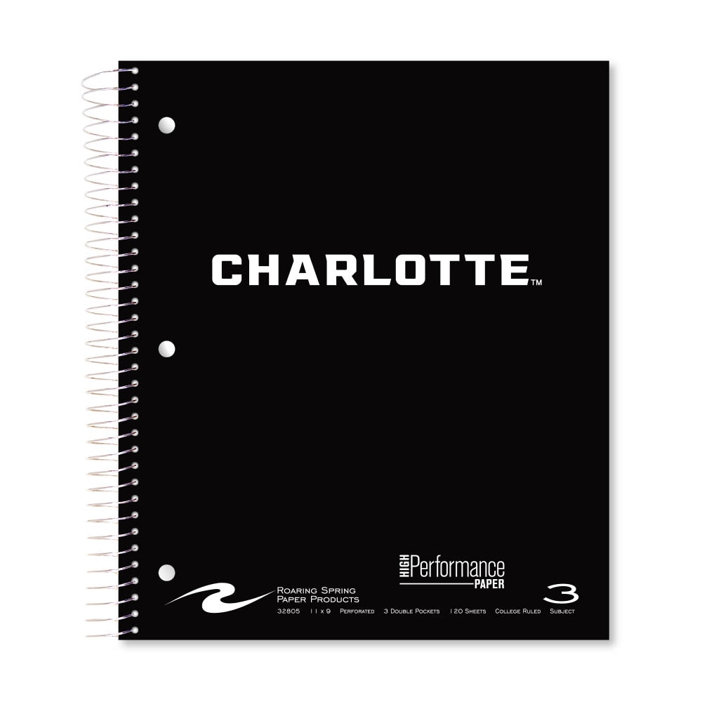 Roaring Premium 3 Subject Notebook, 8.5x11 College Ruled 20lb Paper, Pressboard Foil Cover