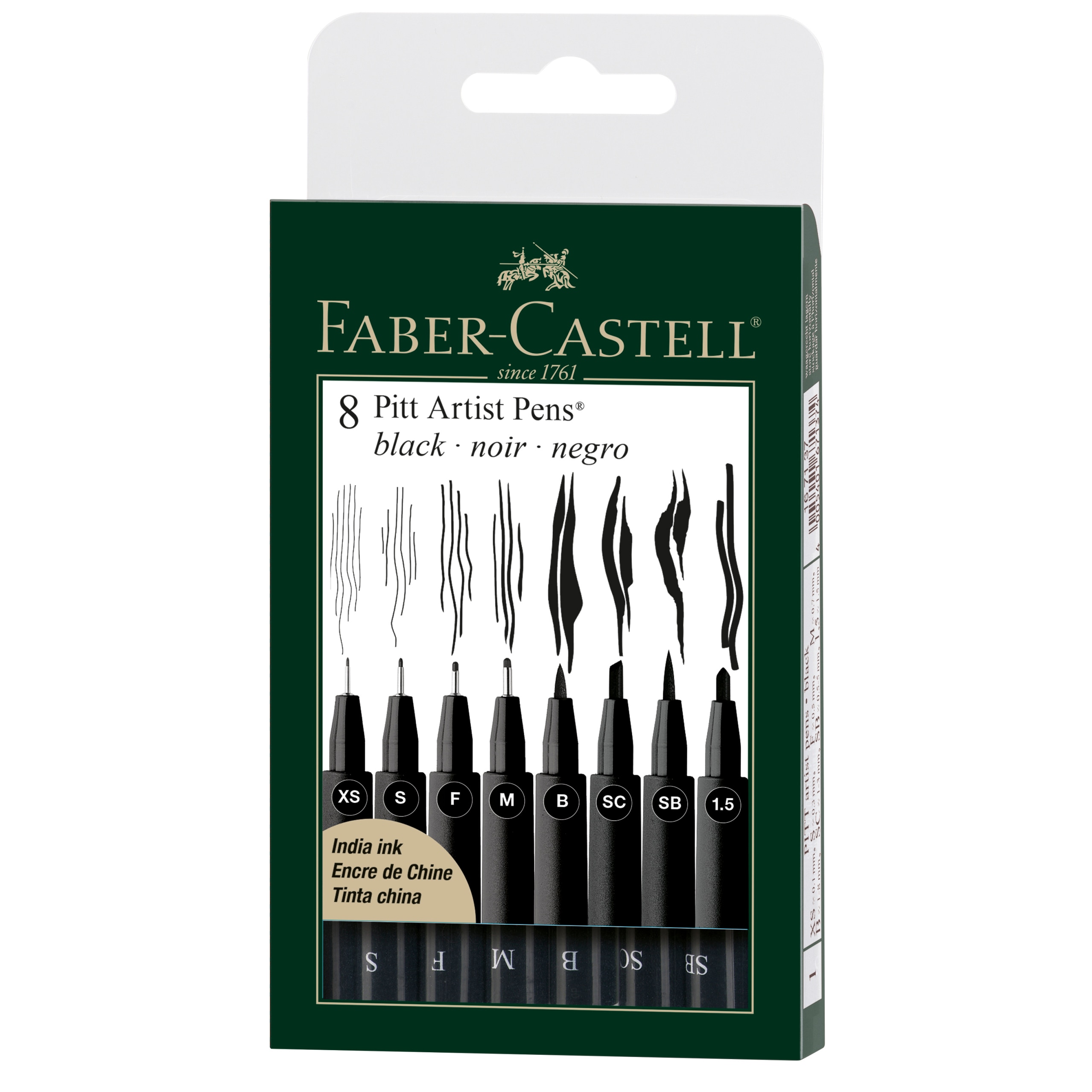 Faber-Castell PITT Artist Black Pen Set, 8-Pens