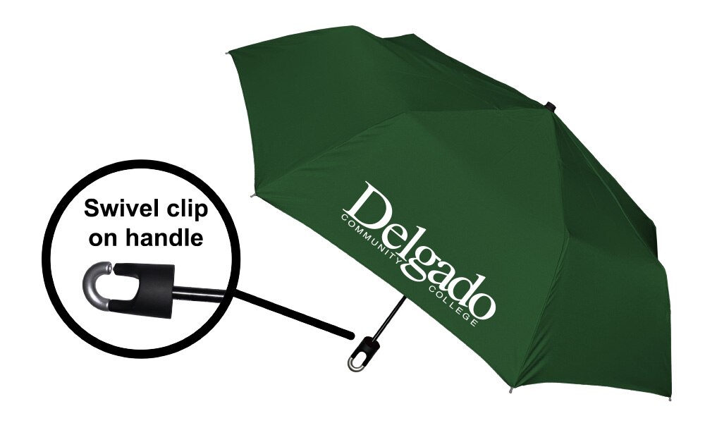 Delgado Community College "Storm Clip" Mini Folding Emblematic Solid Umbrella 42" Coverage