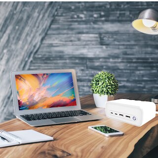 7 in 1- 5FT Extendable Premium High Density Cord with 3 AC Outlets +2 USB-A +2 USB-C -PD (Power Delivery) - MULTIPORT CHARGING STATION & Built in Desktop Grip to hold securely-Bult in Surge Protection- ETL Certified- White