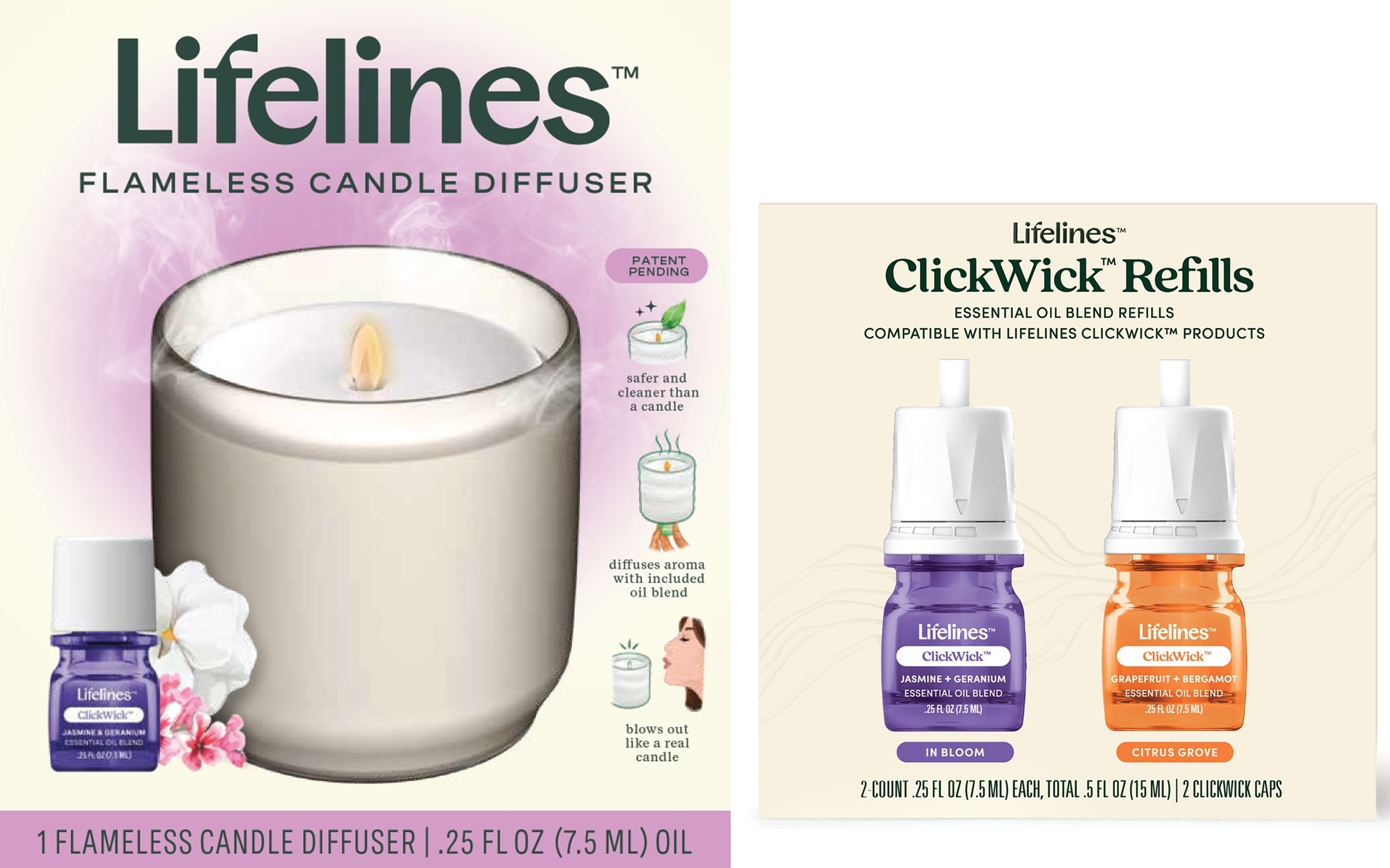 Lifelines Frosted Cream Candle Diffuser with Clickwick