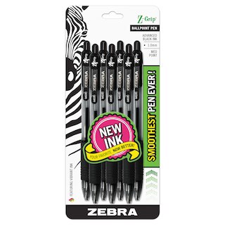 Zebra ZGrip Ballpoint Retractable Pen 1.0mm Black 7Pack
