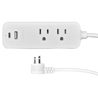 5FT Braided Cord Extendable Charging Station 2AC + 1USB + 1USBC w/ Surge Protection ETL Certified-White