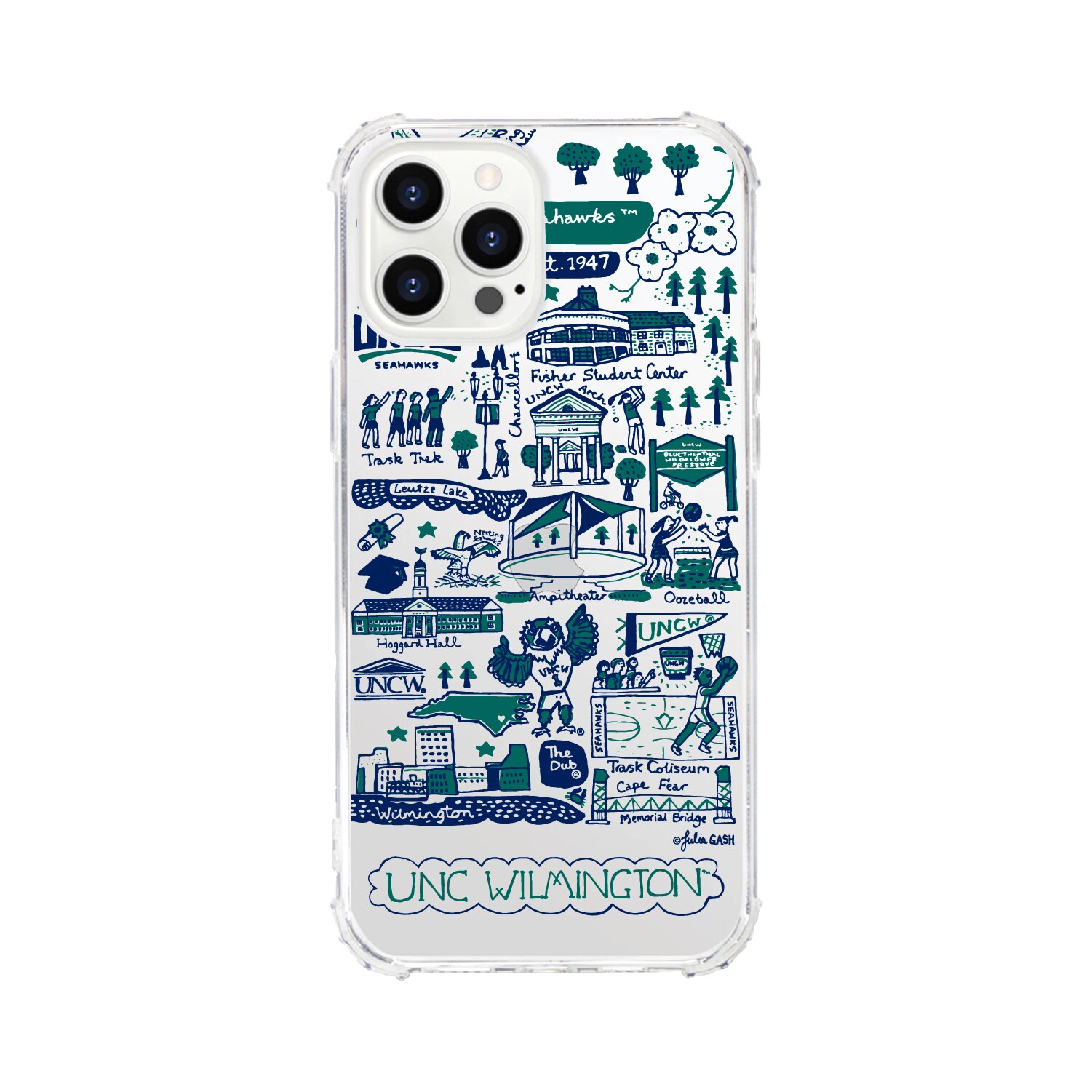 University of North Carolina at Wilmington- Clear Tough Edge Phone Case, Julia Gash - iPhone 15