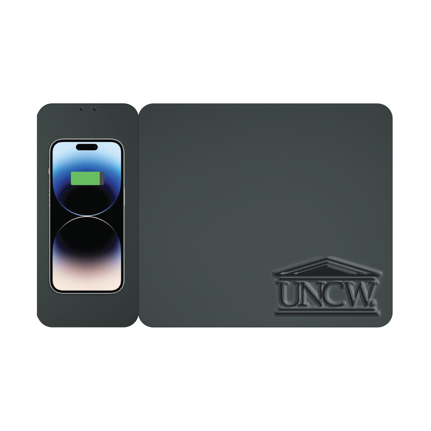 University of North Carolina at Wilmington Leather Wireless Charging Mouse Pad, Black, Alumni V2