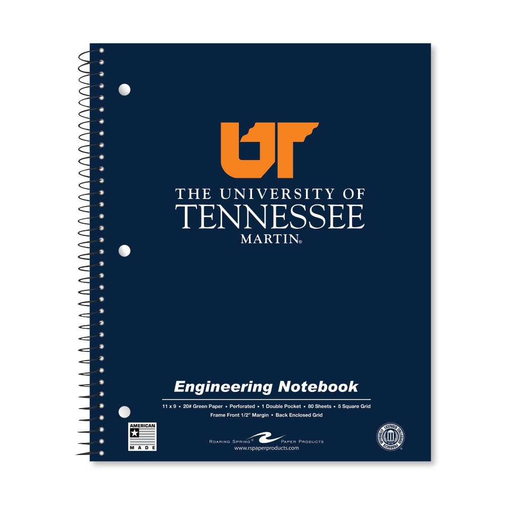 School Spirit Engineering Notebook, Green Tint 20# Paper with 1 Double Pocket