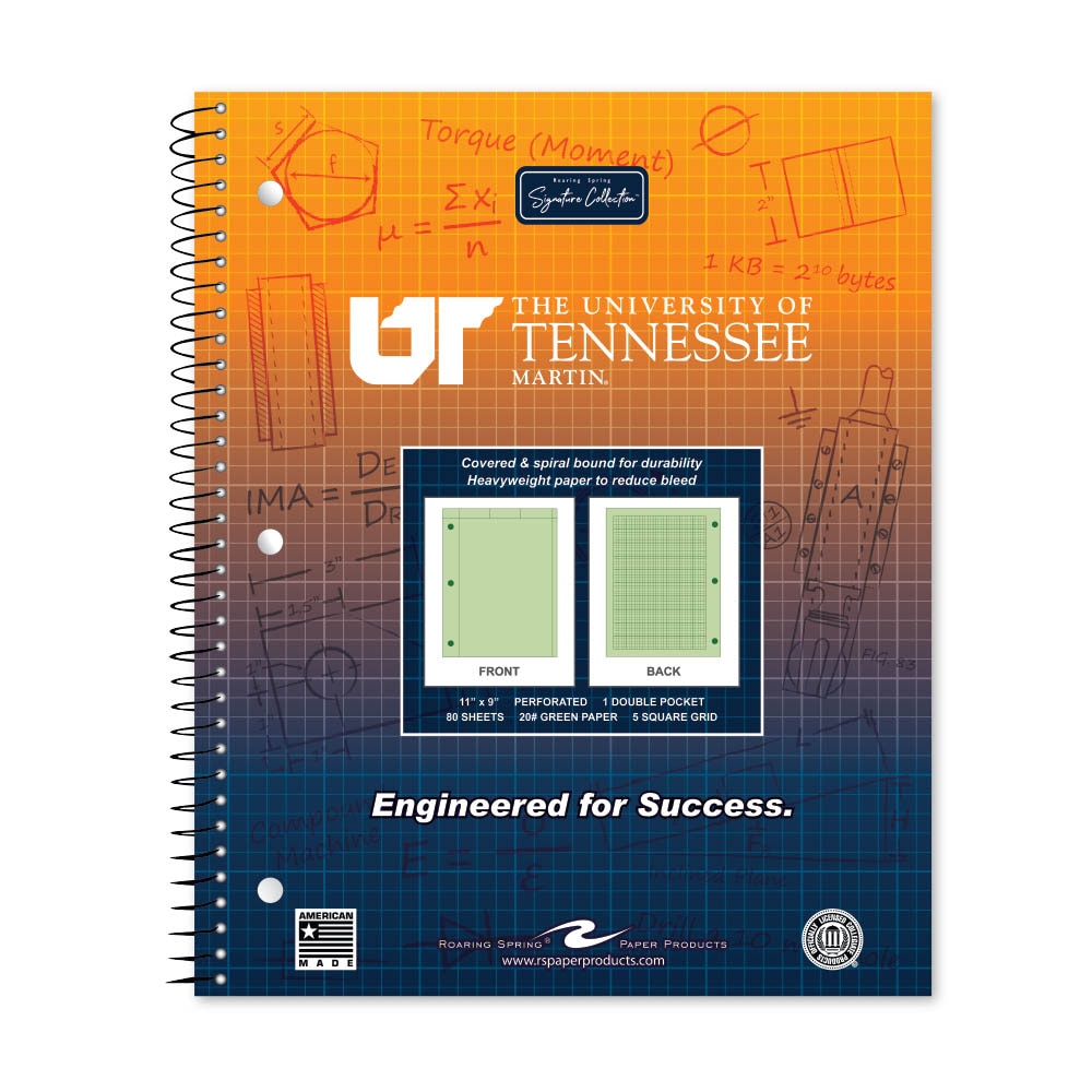 School Spirit Engineering Notebook, Green Tint 20# Paper with 1 Double Pocket